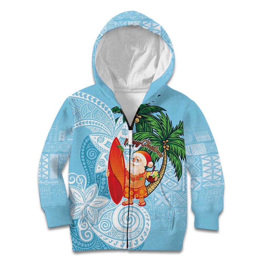 Polynesian Kid Hoodie Tropical Santa - Plumeria Turquoise Vintage LT7 Zip Hoodie Turquoise - Polynesian Pride