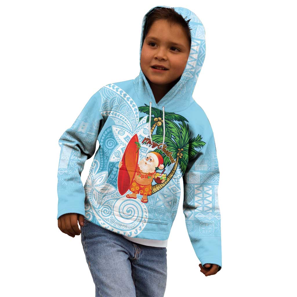 Polynesian Kid Hoodie Tropical Santa - Plumeria Turquoise Vintage LT7 - Polynesian Pride