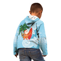 Polynesian Kid Hoodie Tropical Santa - Plumeria Turquoise Vintage LT7 - Polynesian Pride