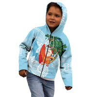 Polynesian Kid Hoodie Tropical Santa - Plumeria Turquoise Vintage LT7 - Polynesian Pride