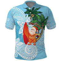 Polynesian Polo Shirt Tropical Santa - Plumeria Turquoise Vintage LT7 Turquoise - Polynesian Pride