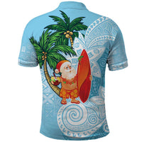 Polynesian Polo Shirt Tropical Santa - Plumeria Turquoise Vintage LT7 - Polynesian Pride