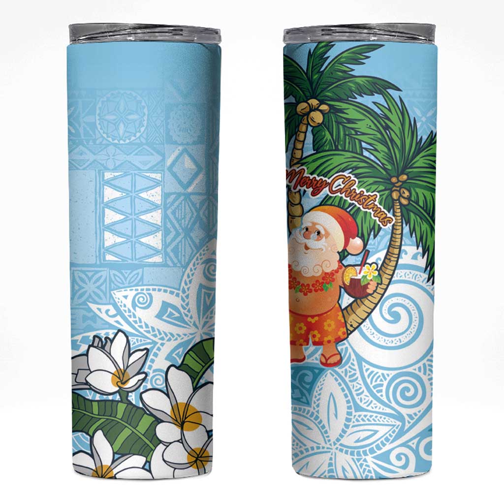 Polynesian Skinny Tumbler Tropical Santa - Plumeria Turquoise Vintage LT7 Turquoise - Polynesian Pride