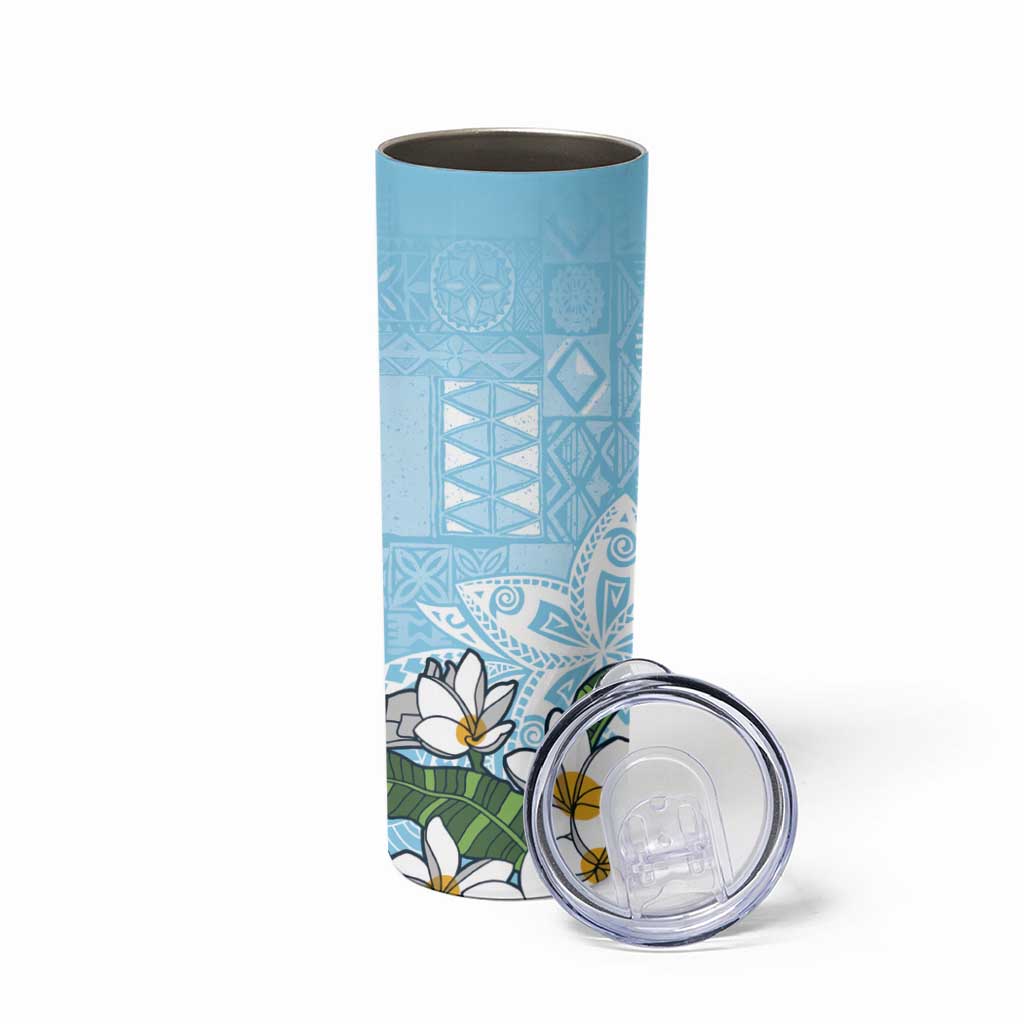 Polynesian Skinny Tumbler Tropical Santa - Plumeria Turquoise Vintage LT7 - Polynesian Pride