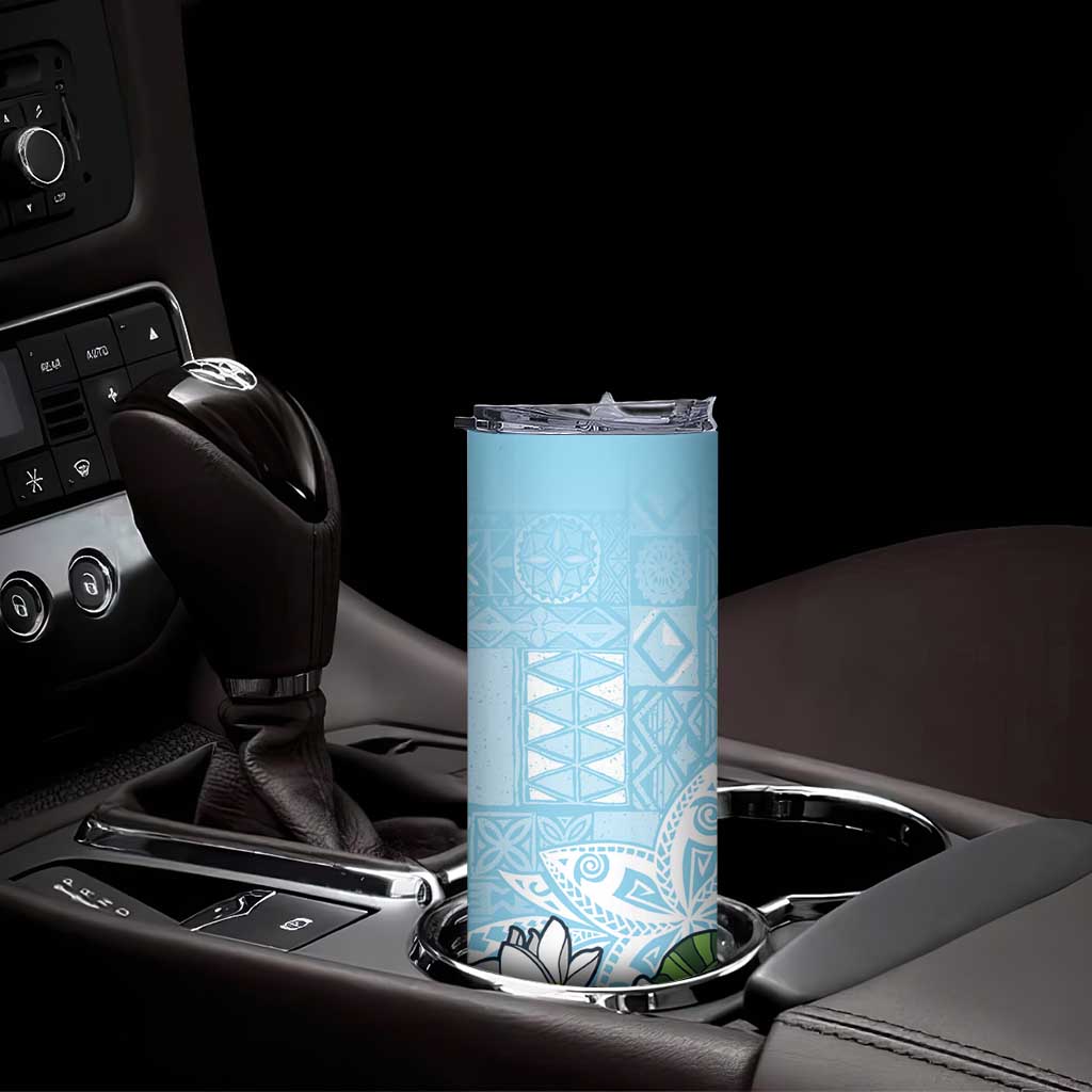 Polynesian Skinny Tumbler Tropical Santa - Plumeria Turquoise Vintage LT7 - Polynesian Pride