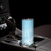 Polynesian Skinny Tumbler Tropical Santa - Plumeria Turquoise Vintage LT7 - Polynesian Pride