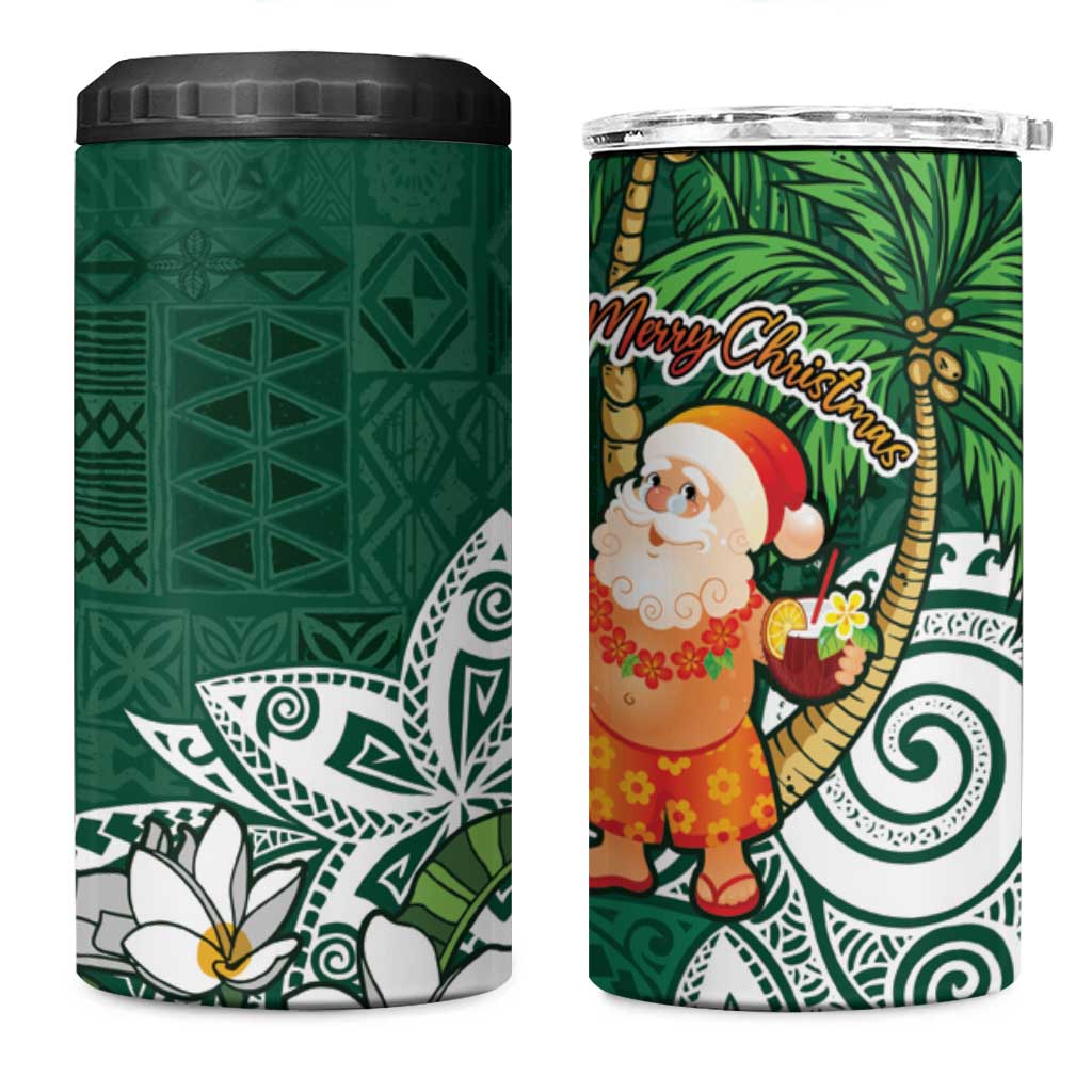 Polynesian 4 in 1 Can Cooler Tumbler Tropical Santa - Plumeria Green Vintage LT7 One Size: 16 oz Green - Polynesian Pride