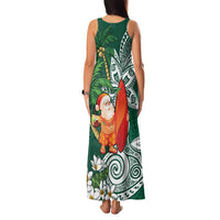 Polynesian Family Matching Tank Maxi Dress and Hawaiian Shirt Tropical Santa - Plumeria Green Vintage LT7 - Polynesian Pride
