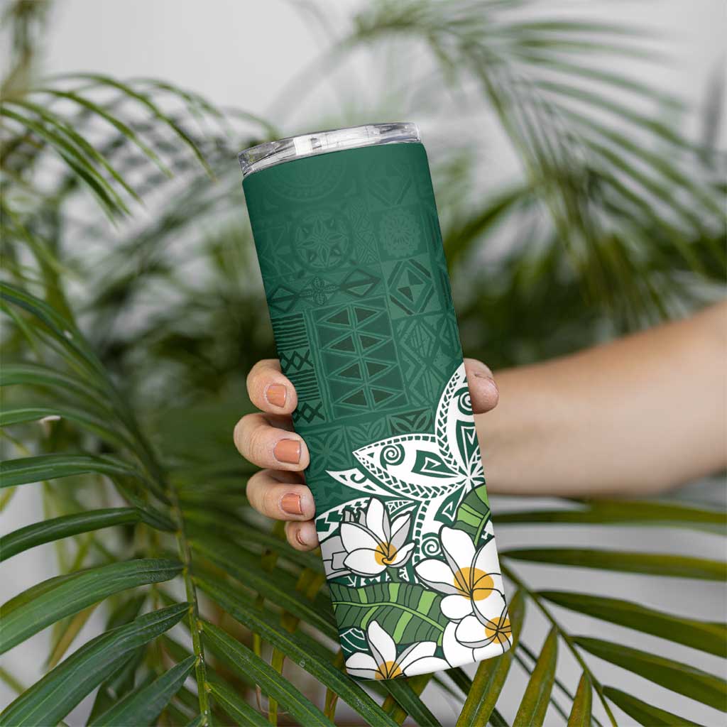 Polynesian Skinny Tumbler Tropical Santa - Plumeria Green Vintage LT7 - Polynesian Pride