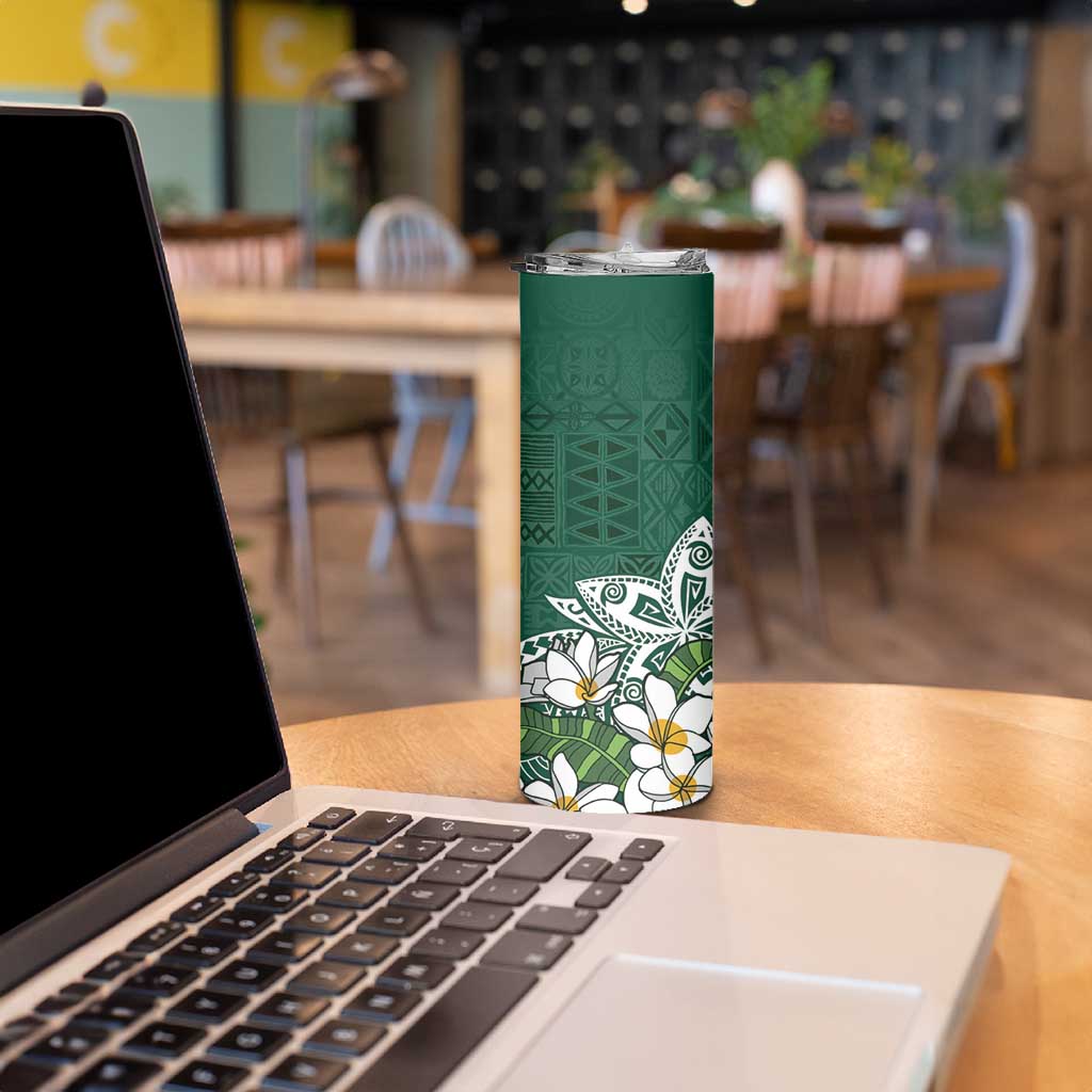 Polynesian Skinny Tumbler Tropical Santa - Plumeria Green Vintage LT7 - Polynesian Pride