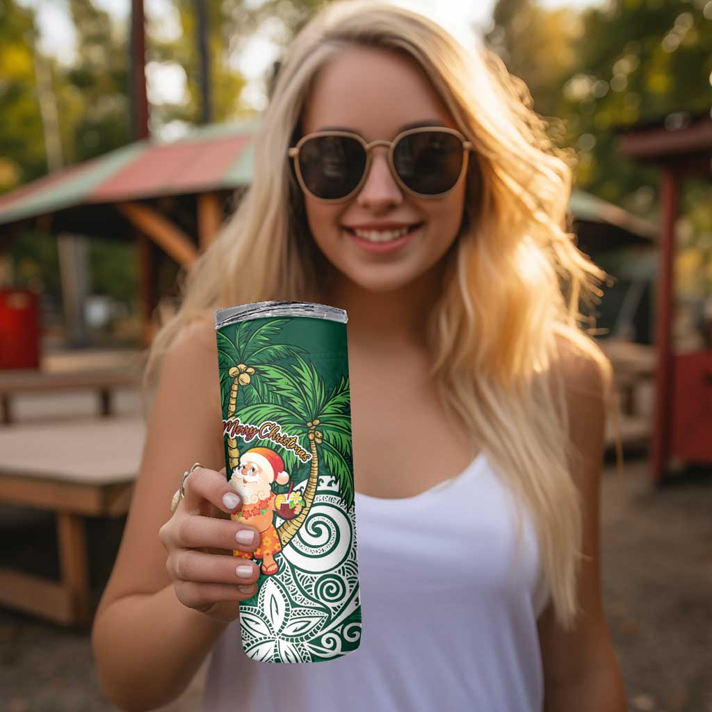 Polynesian Skinny Tumbler Tropical Santa - Plumeria Green Vintage LT7 - Polynesian Pride