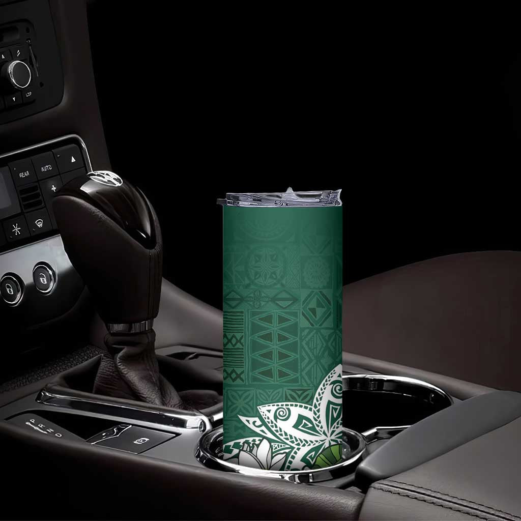 Polynesian Skinny Tumbler Tropical Santa - Plumeria Green Vintage LT7 - Polynesian Pride