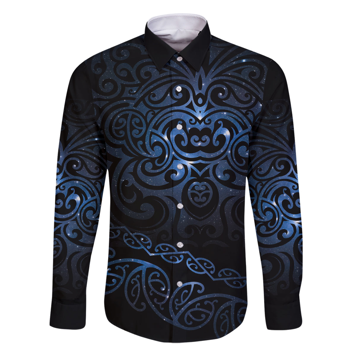 New Zealand Matariki Family Matching Summer Maxi Dress and Hawaiian Shirt Cosmic Style LT7 Dad's Shirt - Long Sleeve Galaxy - Polynesian Pride