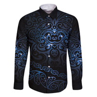New Zealand Matariki Family Matching Tank Maxi Dress and Hawaiian Shirt Cosmic Style LT7 Dad's Shirt - Long Sleeve Galaxy - Polynesian Pride