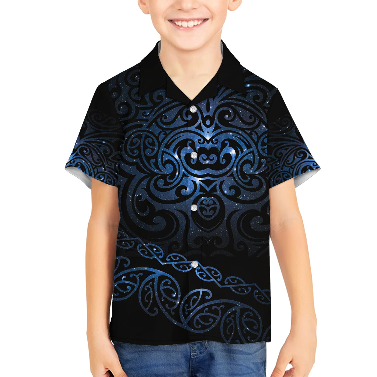 New Zealand Matariki Family Matching Tank Maxi Dress and Hawaiian Shirt Cosmic Style LT7 Son's Shirt Galaxy - Polynesian Pride