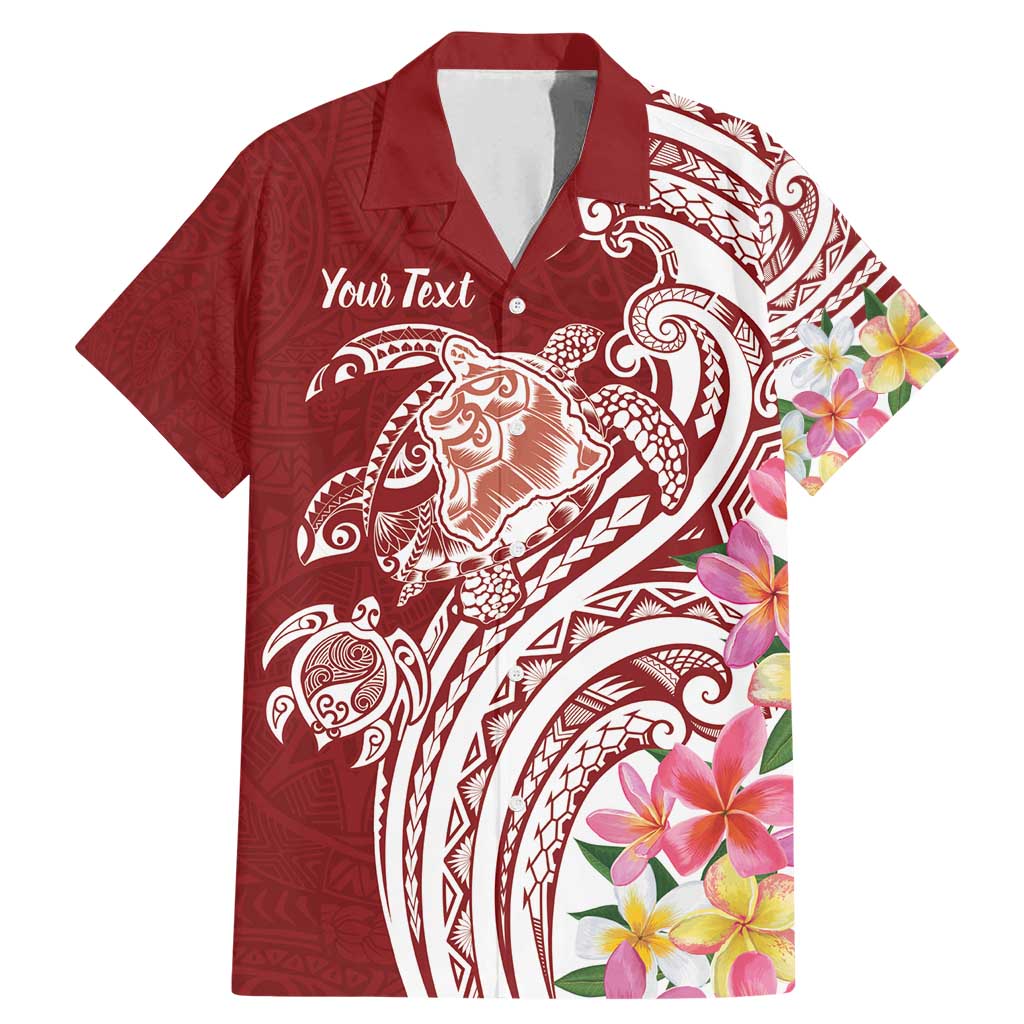 Aloha Hawaii Island Personalized Family Matching Mermaid Dress and Hawaiian Shirt Crimson Dreamy Turtle LT7 Dad's Shirt - Short Sleeve Red - Polynesian Pride