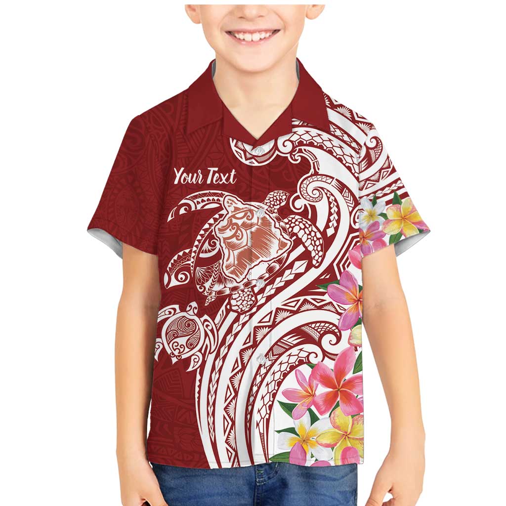 Aloha Hawaii Island Personalized Family Matching Mermaid Dress and Hawaiian Shirt Crimson Dreamy Turtle LT7 Son's Shirt Red - Polynesian Pride