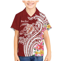 Aloha Hawaii Island Personalized Family Matching Mermaid Dress and Hawaiian Shirt Crimson Dreamy Turtle LT7 Son's Shirt Red - Polynesian Pride
