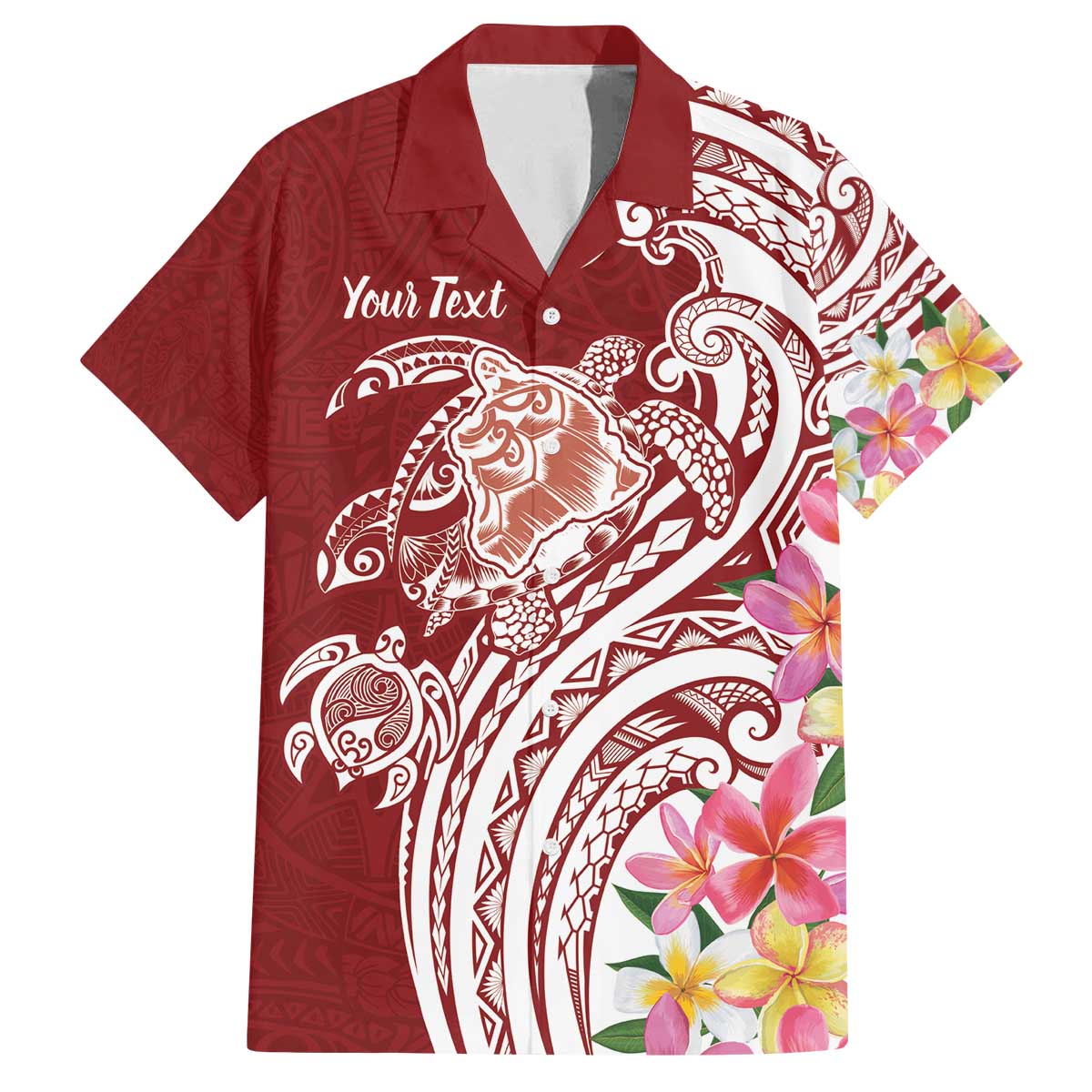 Aloha Hawaii Island Personalized Family Matching Off The Shoulder Long Sleeve Dress and Hawaiian Shirt Crimson Dreamy Turtle LT7 Dad's Shirt - Short Sleeve Red - Polynesian Pride