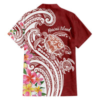 Aloha Hawaii Island Personalized Family Matching Off Shoulder Maxi Dress and Hawaiian Shirt Crimson Dreamy Turtle LT7 - Polynesian Pride