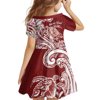 Aloha Hawaii Island Personalized Family Matching Off Shoulder Short Dress and Hawaiian Shirt Crimson Dreamy Turtle LT7 - Polynesian Pride