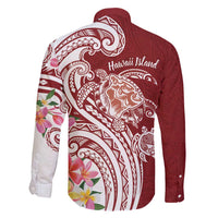 Aloha Hawaii Island Personalized Family Matching Short Sleeve Bodycon Dress and Hawaiian Shirt Crimson Dreamy Turtle LT7 - Polynesian Pride