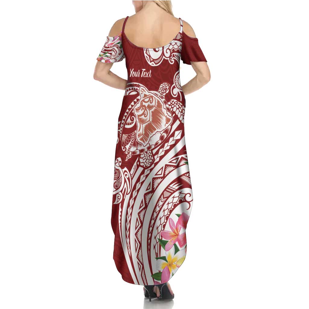Aloha Hawaii Island Personalized Family Matching Summer Maxi Dress and Hawaiian Shirt Crimson Dreamy Turtle LT7 - Polynesian Pride