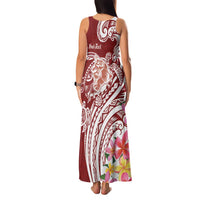 Aloha Hawaii Island Personalized Family Matching Tank Maxi Dress and Hawaiian Shirt Crimson Dreamy Turtle LT7 - Polynesian Pride