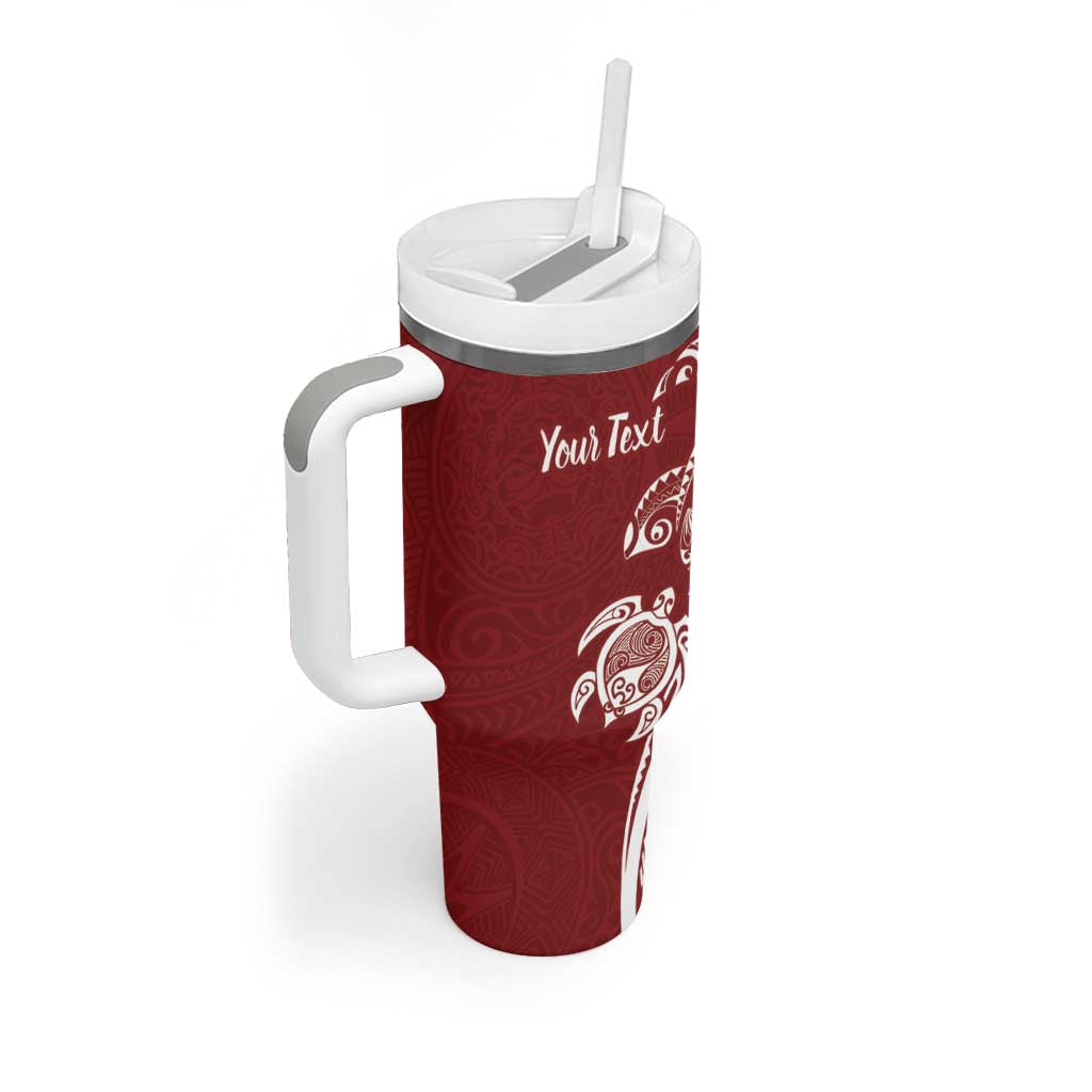 Aloha Hawaii Island Personalized Tumbler With Handle Crimson Dreamy Turtle