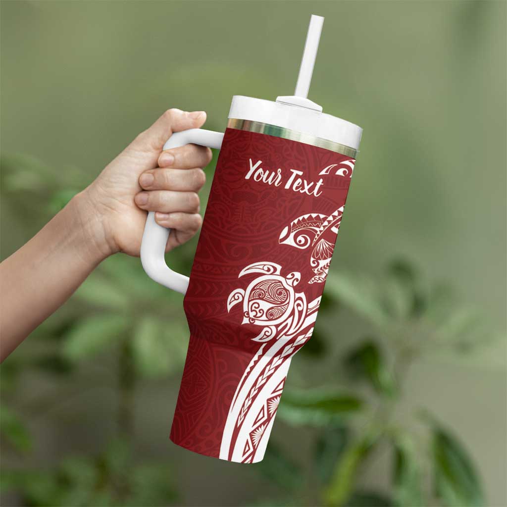 Aloha Hawaii Island Personalized Tumbler With Handle Crimson Dreamy Turtle
