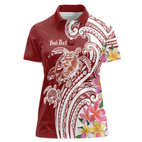 Aloha Hawaii Island Personalized Women Polo Shirt Crimson Dreamy Turtle