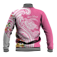 Aloha Maui Island Personalized Baseball Jacket Rose Dreamy Turtle