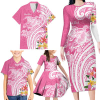 Aloha Maui Island Personalized Family Matching Long Sleeve Bodycon Dress and Hawaiian Shirt Rose Dreamy Turtle LT7 - Polynesian Pride