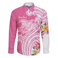 Aloha Maui Island Personalized Family Matching Off Shoulder Maxi Dress and Hawaiian Shirt Rose Dreamy Turtle LT7 Dad's Shirt - Long Sleeve Rose Pink - Polynesian Pride