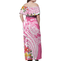 Aloha Maui Island Personalized Family Matching Off Shoulder Maxi Dress and Hawaiian Shirt Rose Dreamy Turtle LT7 - Polynesian Pride