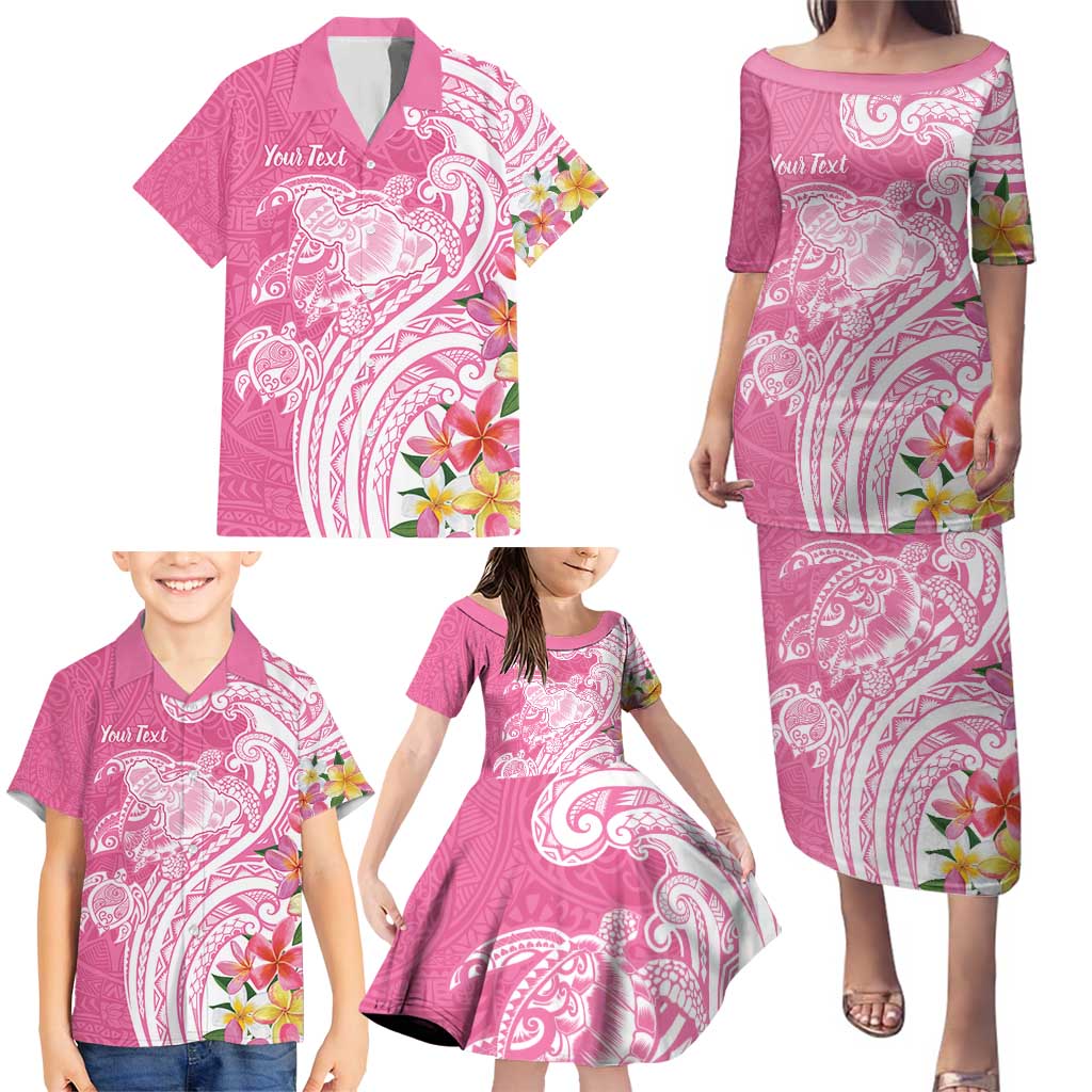 Aloha Maui Island Personalized Family Matching Puletasi and Hawaiian Shirt Rose Dreamy Turtle LT7 - Polynesian Pride