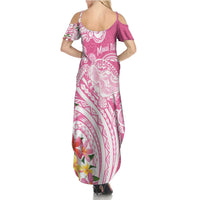 Aloha Maui Island Personalized Family Matching Summer Maxi Dress and Hawaiian Shirt Rose Dreamy Turtle LT7 - Polynesian Pride