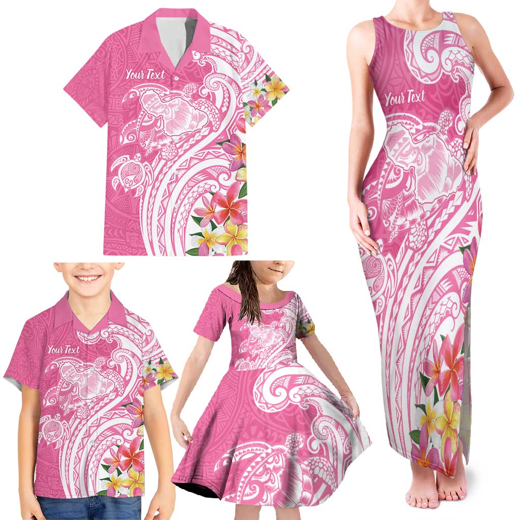 Aloha Maui Island Personalized Family Matching Tank Maxi Dress and Hawaiian Shirt Rose Dreamy Turtle LT7 - Polynesian Pride
