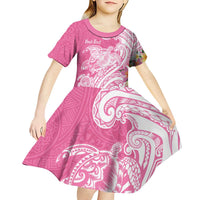 Aloha Maui Island Personalized Kid Short Sleeve Dress Rose Dreamy Turtle