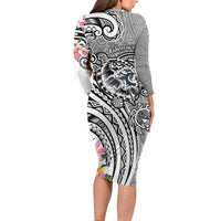 Aloha Kahoolawe Island Personalized Family Matching Long Sleeve Bodycon Dress and Hawaiian Shirt Ashen Dreamy Turtle LT7 - Polynesian Pride