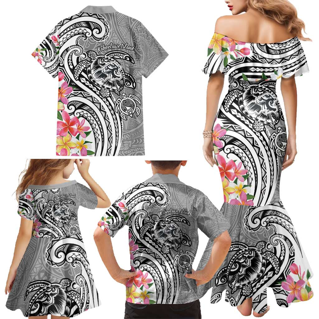 Aloha Kahoolawe Island Personalized Family Matching Mermaid Dress and Hawaiian Shirt Ashen Dreamy Turtle LT7 - Polynesian Pride