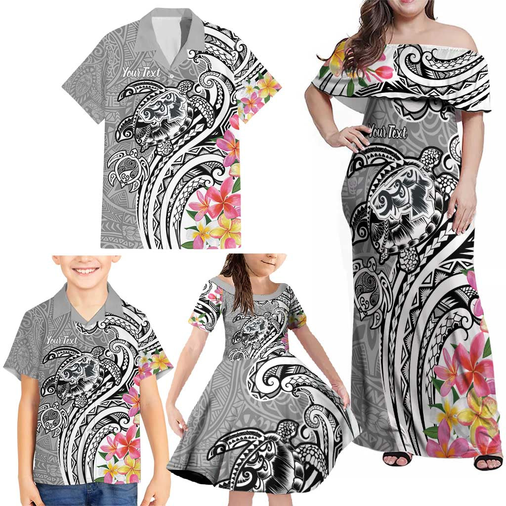 Aloha Kahoolawe Island Personalized Family Matching Off Shoulder Maxi Dress and Hawaiian Shirt Ashen Dreamy Turtle LT7 - Polynesian Pride