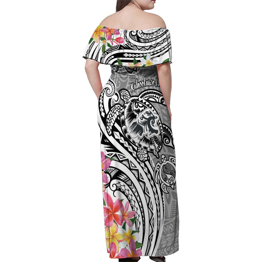 Aloha Kahoolawe Island Personalized Family Matching Off Shoulder Maxi Dress and Hawaiian Shirt Ashen Dreamy Turtle LT7 - Polynesian Pride