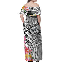 Aloha Kahoolawe Island Personalized Family Matching Off Shoulder Maxi Dress and Hawaiian Shirt Ashen Dreamy Turtle LT7 - Polynesian Pride