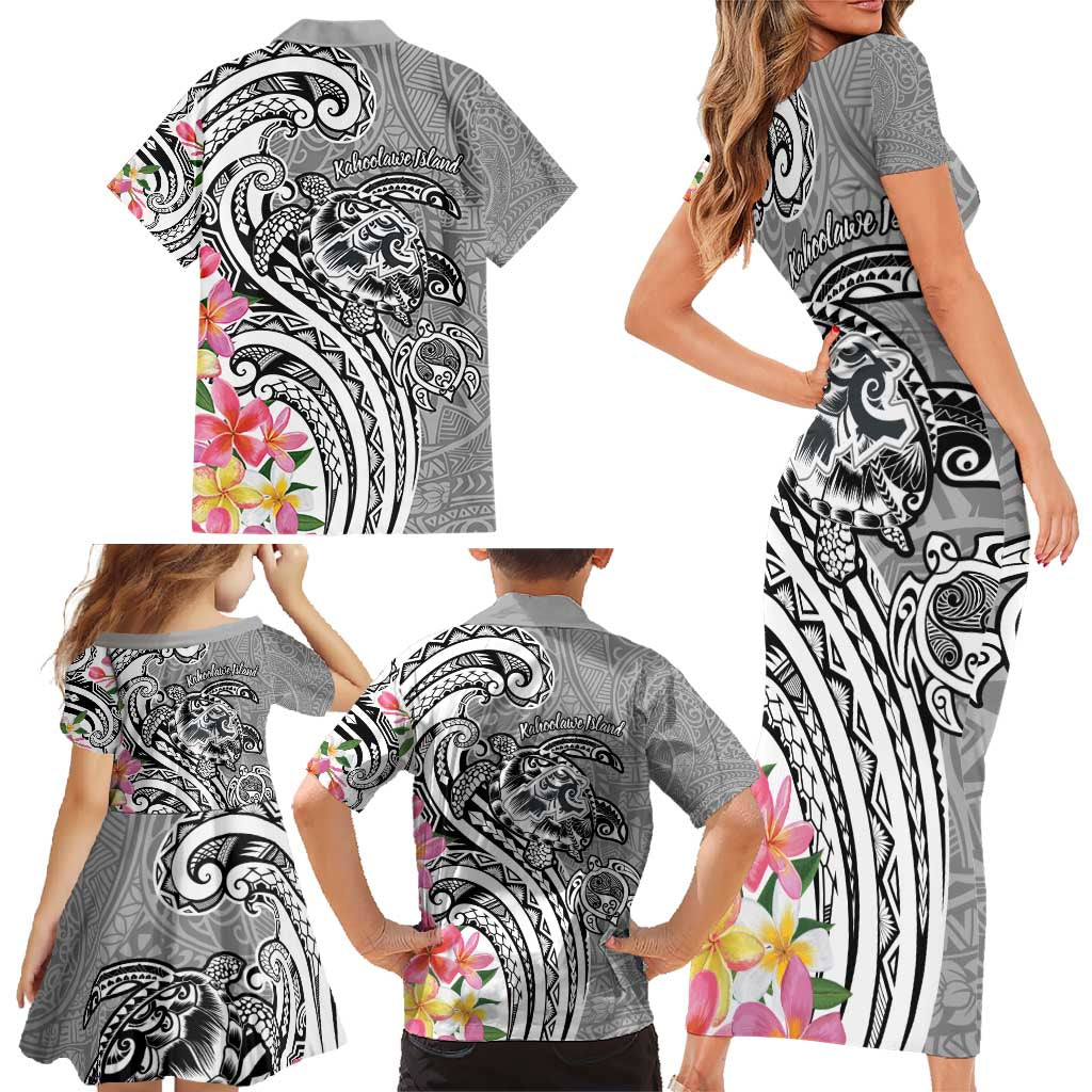 Aloha Kahoolawe Island Personalized Family Matching Short Sleeve Bodycon Dress and Hawaiian Shirt Ashen Dreamy Turtle LT7 - Polynesian Pride