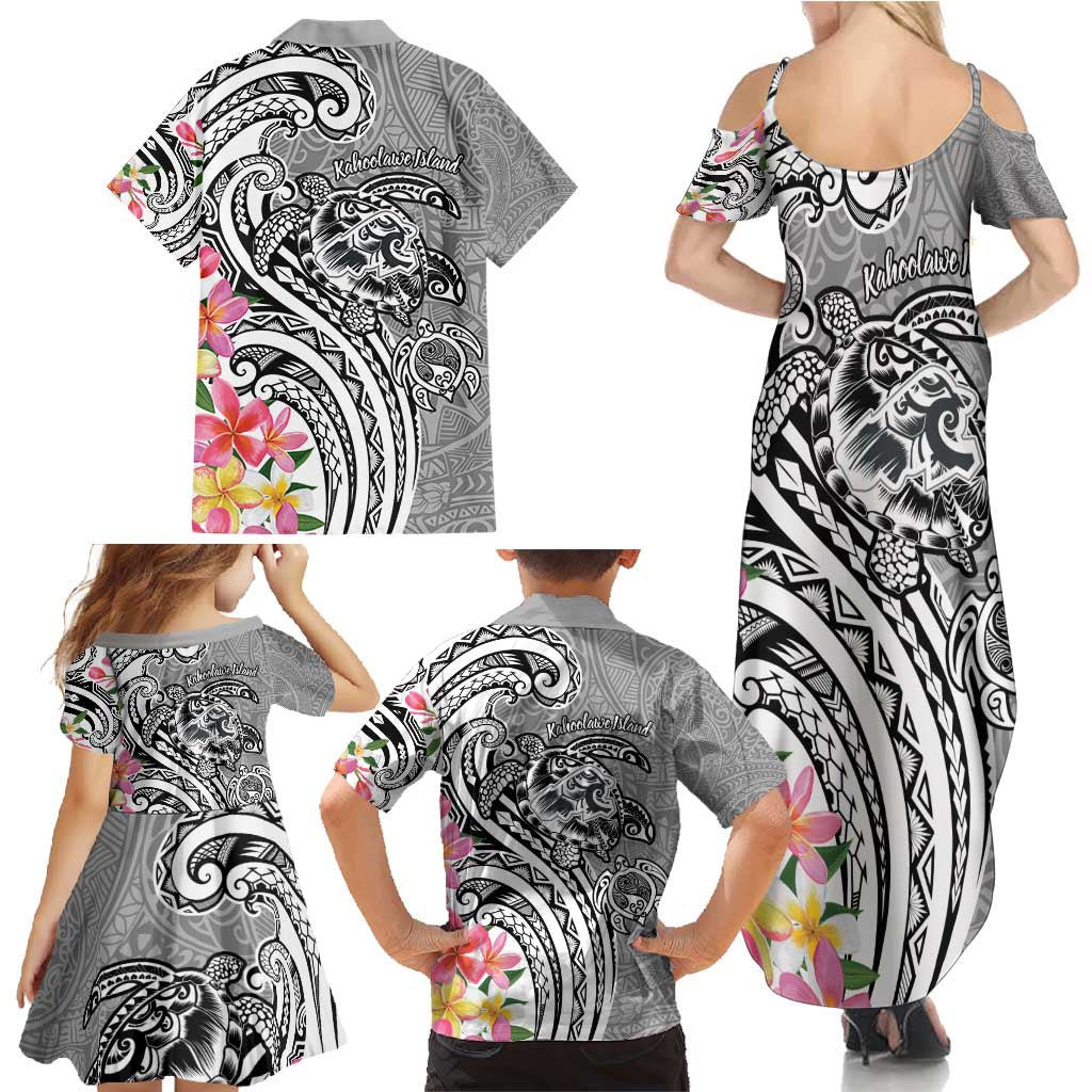 Aloha Kahoolawe Island Personalized Family Matching Summer Maxi Dress and Hawaiian Shirt Ashen Dreamy Turtle LT7 - Polynesian Pride