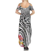 Aloha Kahoolawe Island Personalized Family Matching Summer Maxi Dress and Hawaiian Shirt Ashen Dreamy Turtle LT7 - Polynesian Pride