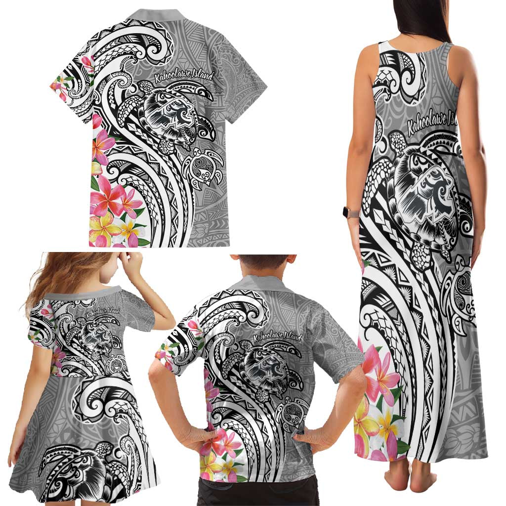 Aloha Kahoolawe Island Personalized Family Matching Tank Maxi Dress and Hawaiian Shirt Ashen Dreamy Turtle LT7 - Polynesian Pride
