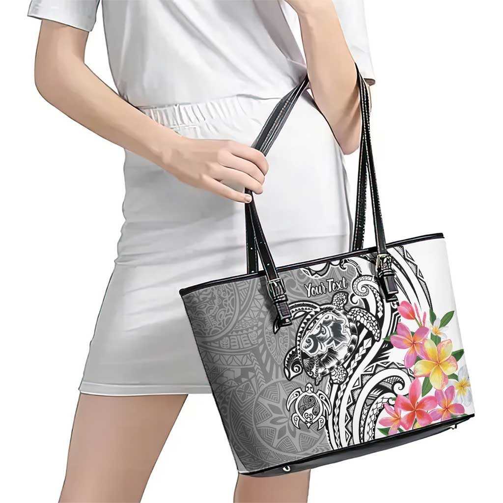 Aloha Kahoolawe Island Personalized Leather Tote Bag Ashen Dreamy Turtle