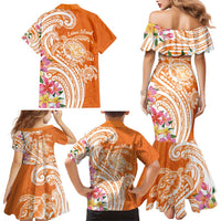 Aloha Lanai Island Personalized Family Matching Mermaid Dress and Hawaiian Shirt Orange Dreamy Turtle LT7 - Polynesian Pride